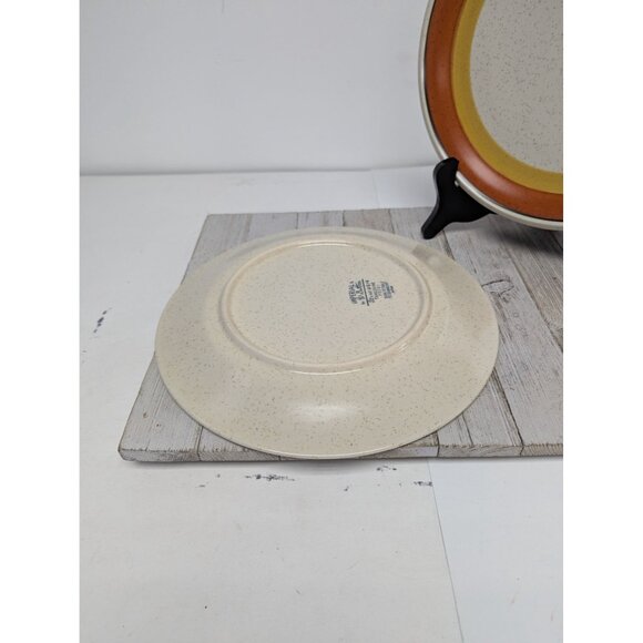 Imperial W. Dalton Stoneware Dinner Plates Set of 2 Speckled Tangerine Vintage - Picture 4 of 8